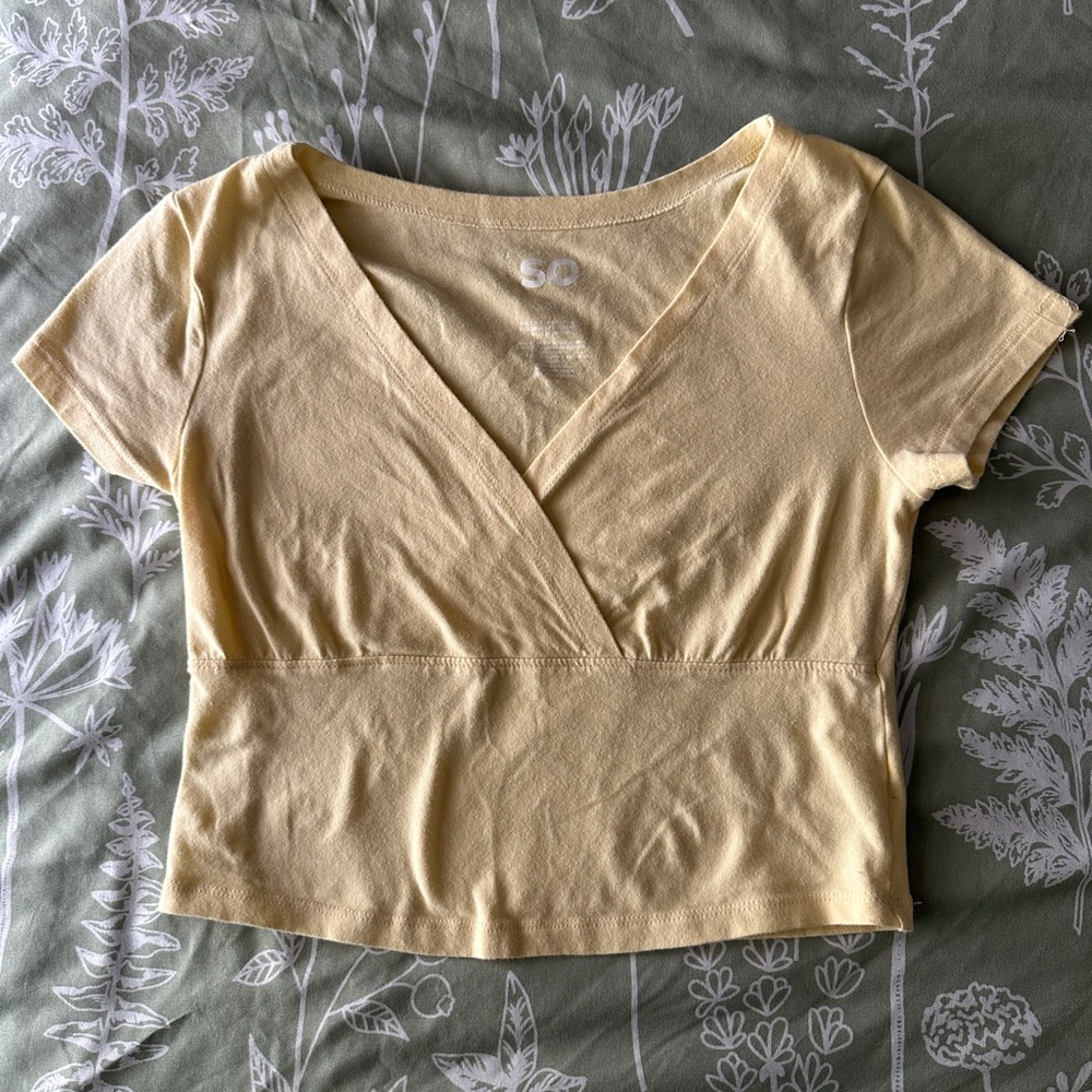 SO brand yellow crop top criss cross lightweight small sized